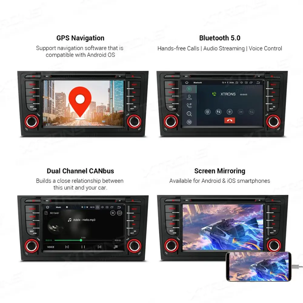 XTRONS 7 "Android 9 0 Octa Core 64 Гб Встроенная память 4 Оперативная Автомобильный DVD Плеер
