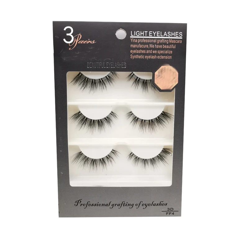 False Eyelashes 3 pairs Invisible Band Transparent 3D Mink Fur Lashes Natural Long Wispy False Eyelashes +tweezers