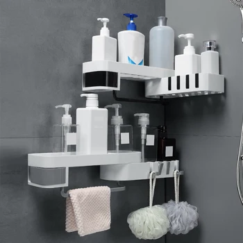 

New 2 Tier Shower Shelf Bathroom Shampoo Shower Shelf Holder Kitchen Storage Rack Organizer Wall Mounted Type Storage Shelf