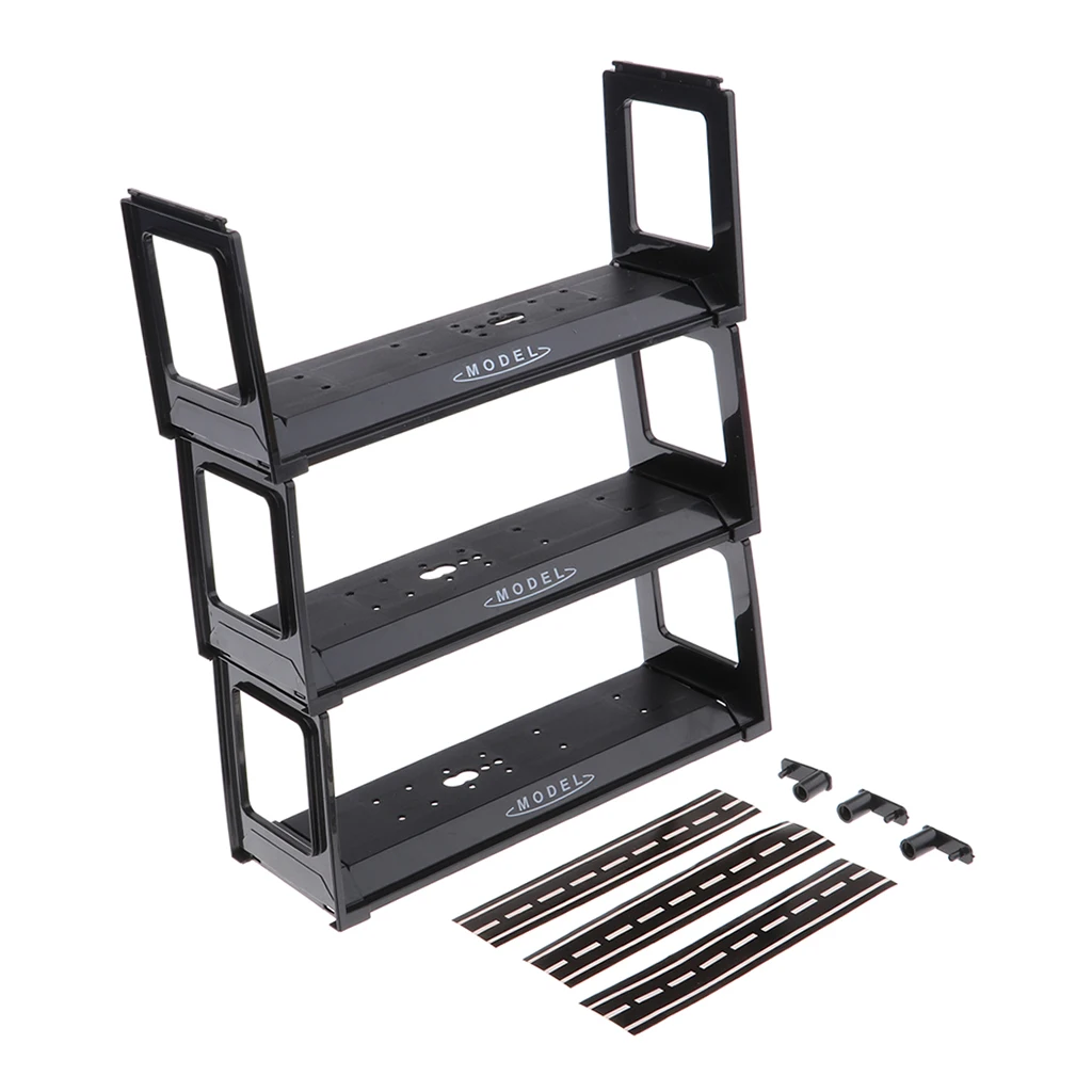 1:64 Scale Plastic Toy Car Model Display Show Case Shelf for Kids Unassembled DIY Kits Black
