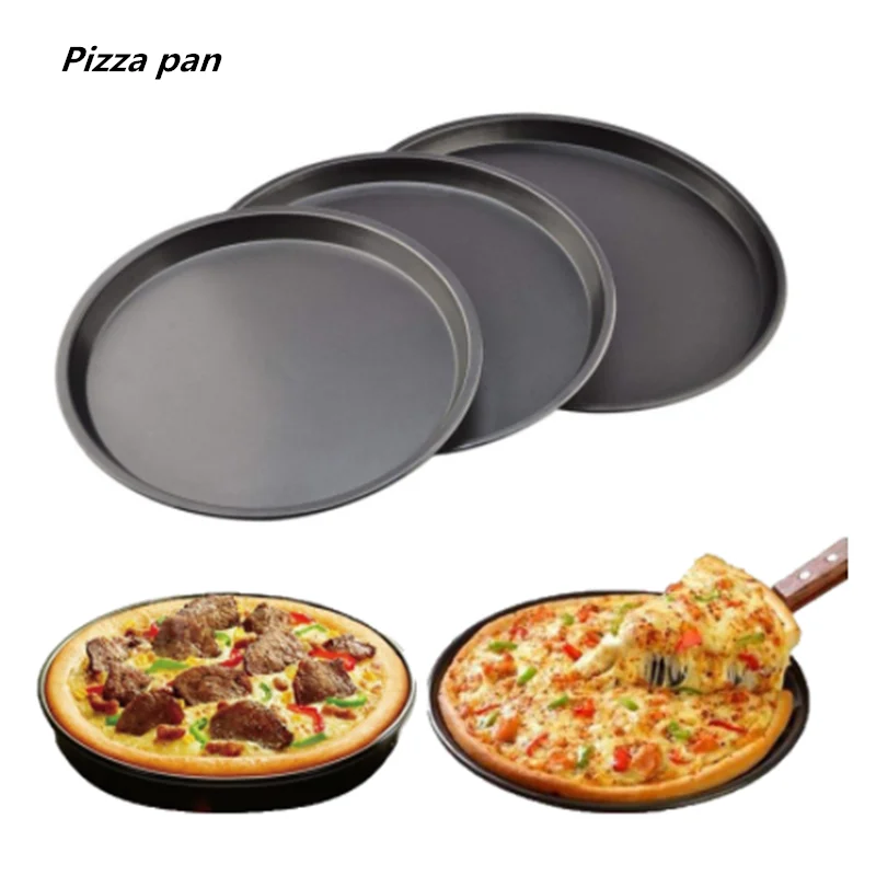 6/8/9/10 Inch Round Pizza Plate Pizza Pan Deep Dish Tray Carbon Steel Non-stick Mold Baking Tool Baking Mould Pan Pattern pizza bakeware