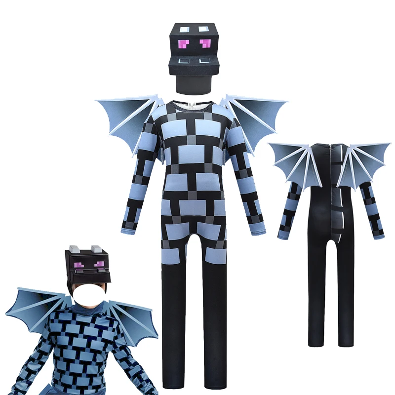 Kids Boys Halloween Costume Game Zentai Bodycon Jumpsuit Wing Mask Children Carnival Party Hoodies Pants Cosplay Disfraces | Тематическая
