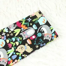 Черная Милая хлопчатобумажная простая ткань с животным принтом, чистый хлопок, поплин, фабричное кружево, лоскутное шитье, хлопковый материал для малышей