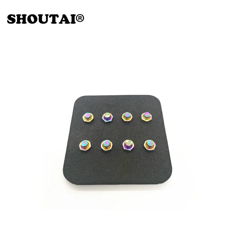 8pcs Colorful 8 шт. M4* 5 педаль Ti Болт противоскользящие титановые болты для горной дороги Велоспорт XC беговые шестигранные противоскользящие винты - Цвет: 8pcs Colorful