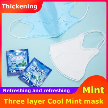

20pcs Disposable Children Student Masks Cool Mint Masks Hanging Ear Type Three-layer Melt-blown Layer Anti-odor Mouth Face Mask
