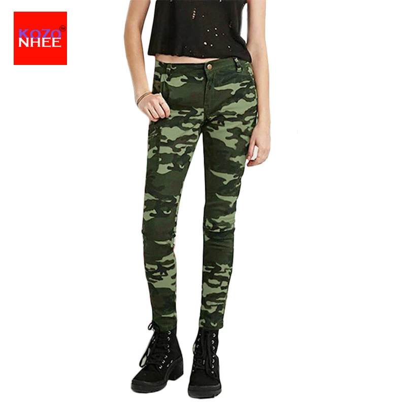 Pantalones vaqueros ajustados de camuflaje para mujer, Vaqueros elegantes de talla grande, color verde militar, recortados camuflaje|army skinny jeans|skinny jeans womenjeans for women AliExpress