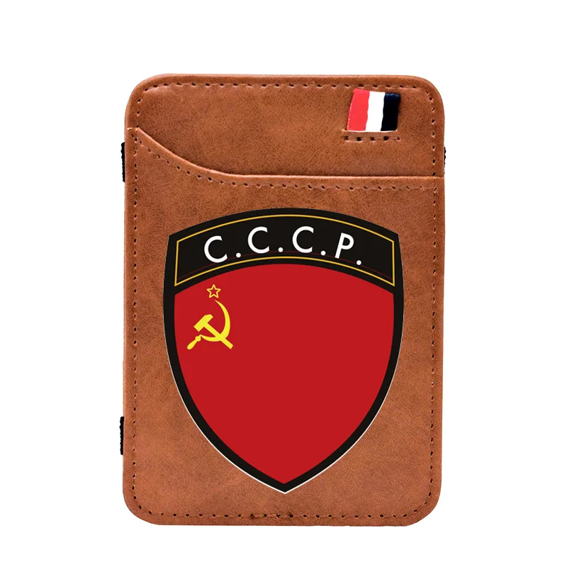

Digital Printing Soviet Communism CCCP Leather Magic Wallets Classic Men Women Money Bag Clips Card Holder Purse