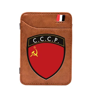 

Digital Printing Soviet Communism CCCP Leather Magic Wallets Classic Men Women Money Bag Clips Card Holder Purse