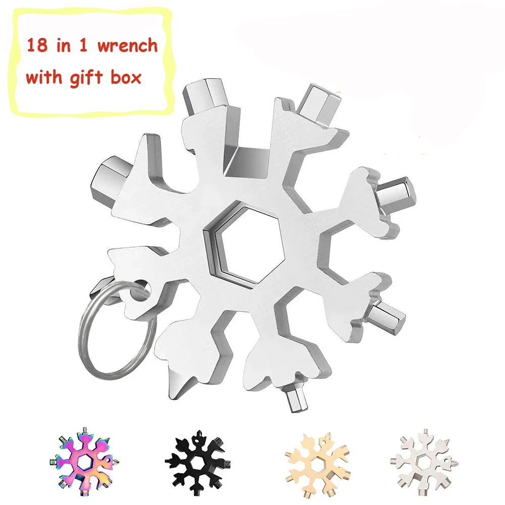 

18 In 1 Portable Multifunctional Snowflake Shape Wrench Saker 18-In-1 Snowflake Multi-Tool Mini Pocket Wrench