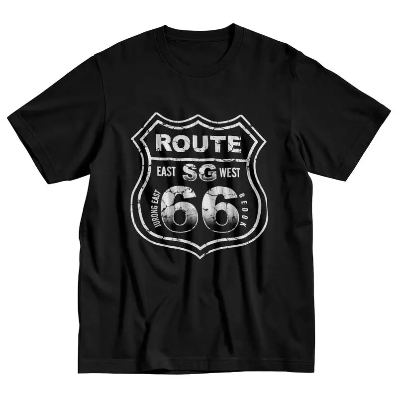 

Historic Route 66 T Shirt for Men 100% Cotton Tshirt Leisure Tee Top Short Sleeved Mother Road America Highway T-shirts Clothing