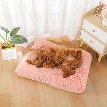 Litter Puppy Sleep Mat Long Plush Dog Bed Pet Cushion Blanket Soft Fleece Cat Cushion Puppy Sofa Mat Pad For Small Large Dogs