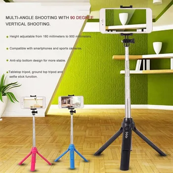 

Handheld Mini Tripod 3 in 1 Self-portrait Monopod Phone Selfie Stick w Bluetooth Remote Shutter for Smart Phone Camera Universal