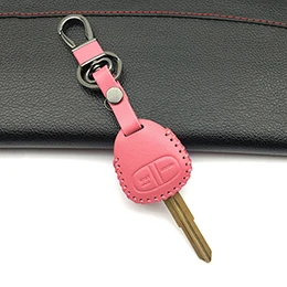 A Style pink Высокое качество Натуральная кожа Чехол кошелек корпус для дистанционного ключа для Mitsubishi outlander asx colt LANCER Grandis Pajero sport 2 кнопки - Название цвета: A Style pink