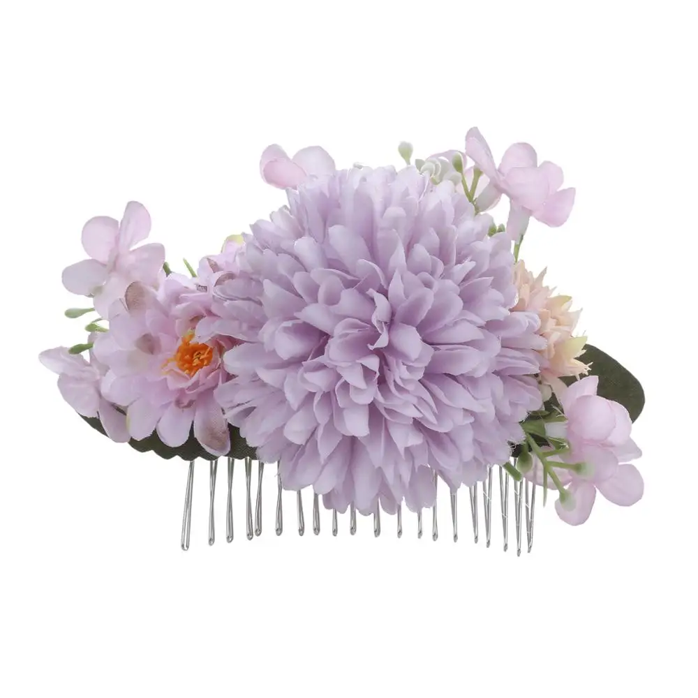Molans Boho Bridal Hair Combs Rustic Wedding Floral Women Stimulation Flower Hairpins Brides Hair Accessories Greenery Combs - Цвет: 7