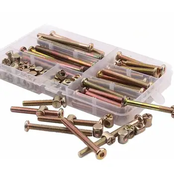 

Suleve 100Pcs M6 Hex Socket Head Cap Screws Bolts and Barrel Nuts Assortment Kit High Precision for Furniture Connection Screw