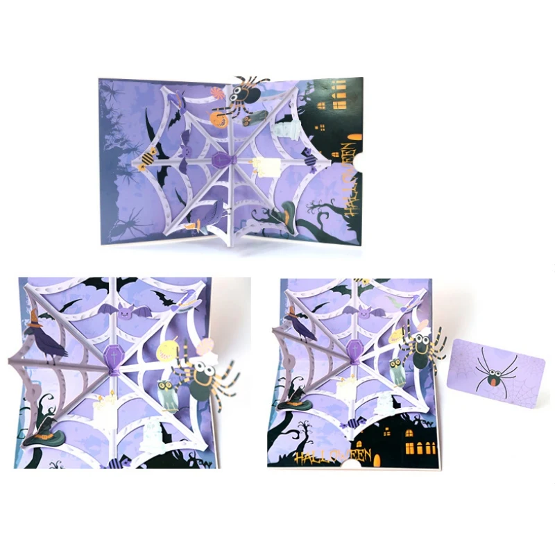  New Halloween 3D Card With Envelope Trick Or Treat Greeting Card Popup Horror Skull Spiders Witch H - 4000558741795