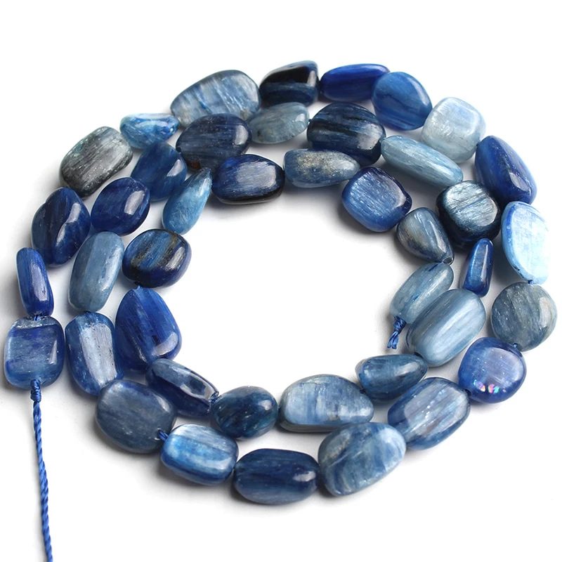 8-10mm Blue Kyanite Нерегулярные натуральный тигровый глаз Агаты Амазонит лунный камень Larimar бусинки из аквамарина для самостоятельного изготовления ювелирных изделий браслет аксессуары - Цвет: 8-10mm Blue Kyanite