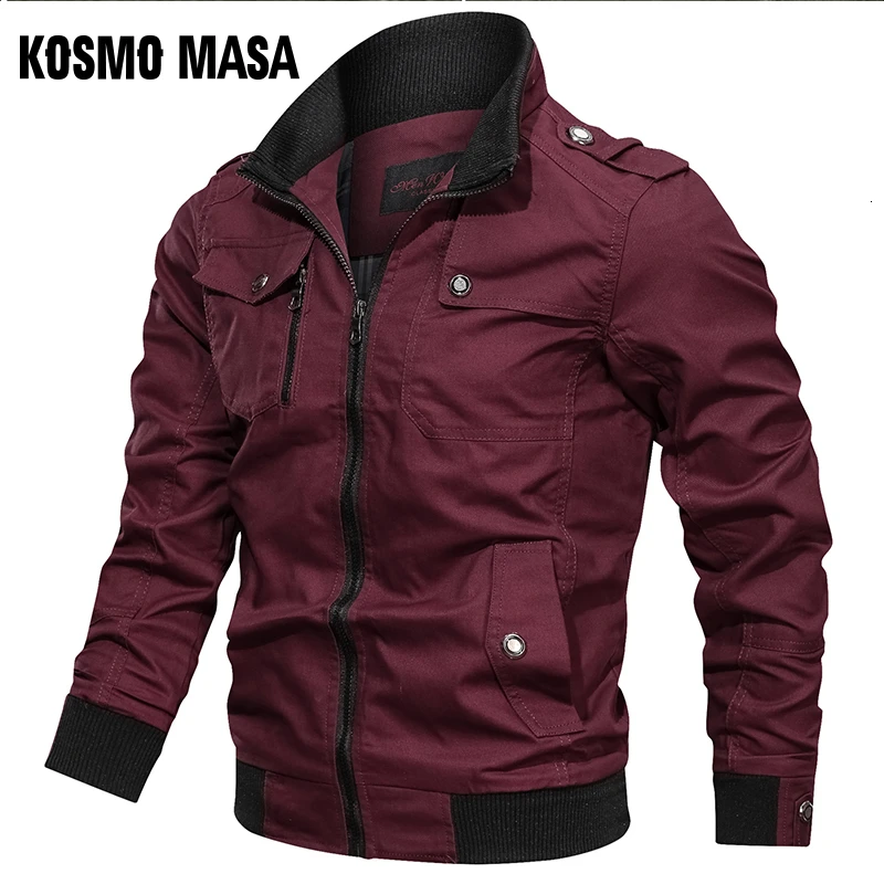 KOSMO MASA/хлопковая куртка-бомбер для мужчин, ветровка в армейском стиле, коллекция года, весенне-осенние повседневные мужские пальто и куртки для мужчин, MJ0087 - Цвет: Red