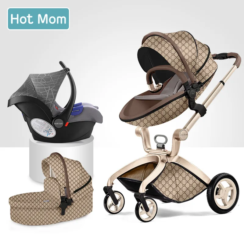 Коляска hotmom с высоким пейзажем, может лежать, складной светильник, для маленьких детей, британский бренд, импортное сиденье - Цвет: lattice3in1