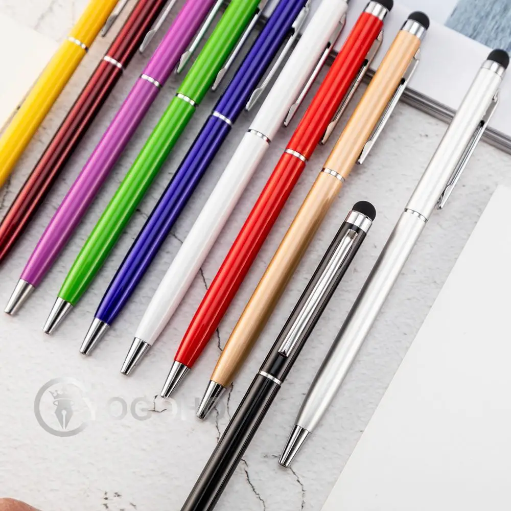 Special Metal Pen Advertising Metal Ball Pen Colorful Stationery Touch Stylus Pens 20pcs/lot