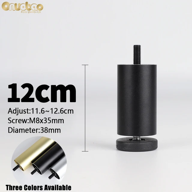 Onuobao 4PCS Furniture Leg M8 Screw Adjustable Aluminum Alloy Sofa Leg for Table Legs Raised Feet Refrigerator Washing Machine Black-12cm