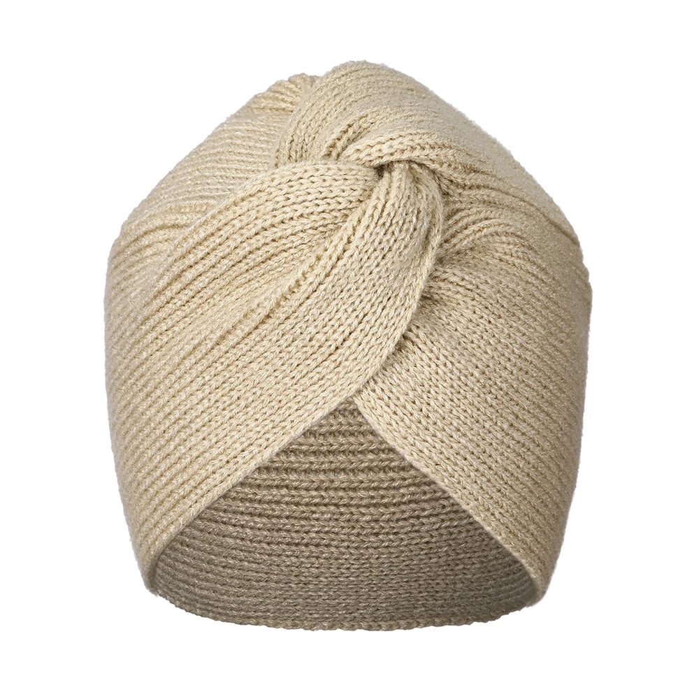 style 4- beige Haimeikang женские новые банданы тюрбан Зимний вязаный тюрбан шапка центр крест волосы шарфы Бохо завязанная Теплая повязка мусульманская шапка - Цвет: style 4- beige