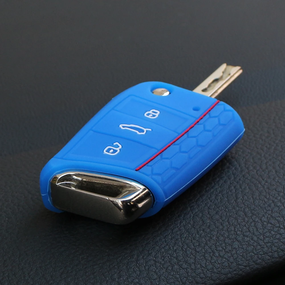 Silicone Car Key Case Cover for Volkswagen VW Golf 7 MK7 Tiguan Mk2 for Skoda Octavia 3 A7 Kodiaq 2017-2021