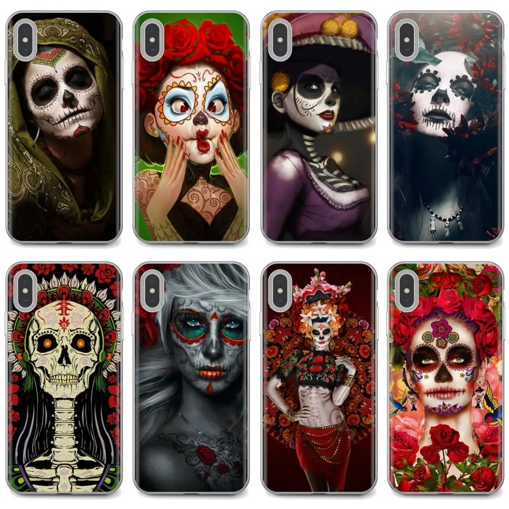Для iPhone 11 Pro 4 4S 5 5S SE 5C 6 6S 7 8X10 XR XS Plus Max для iPod Touch catrina красивая Роза девушка череп