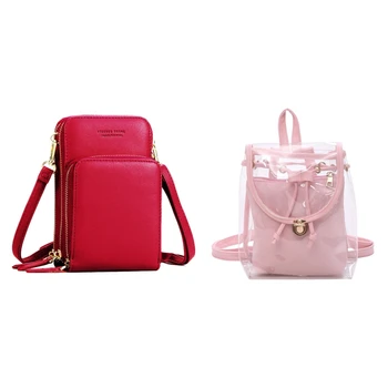 

1Pcs Fashion Daily Summer Shoulder Bag & 1Pcs Transparent Backpack Jelly Mini Lady Backpack School Backpack