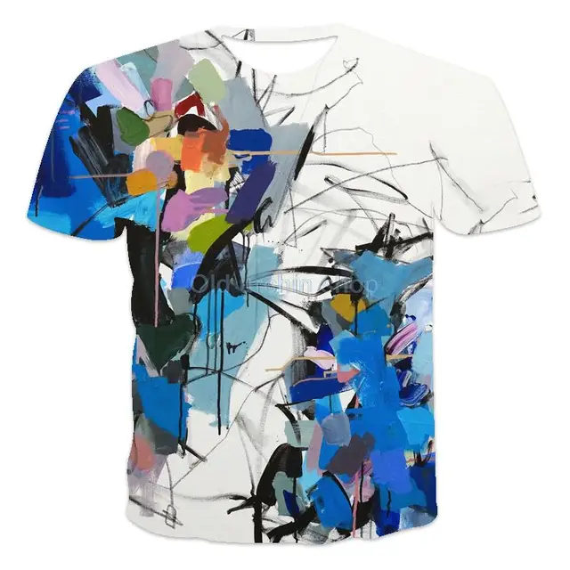 Colorful 3d graffiti printing men's T-shirt fashion tops 2021 summer casual breathable retro style cost-effective summer T-shirt wms049