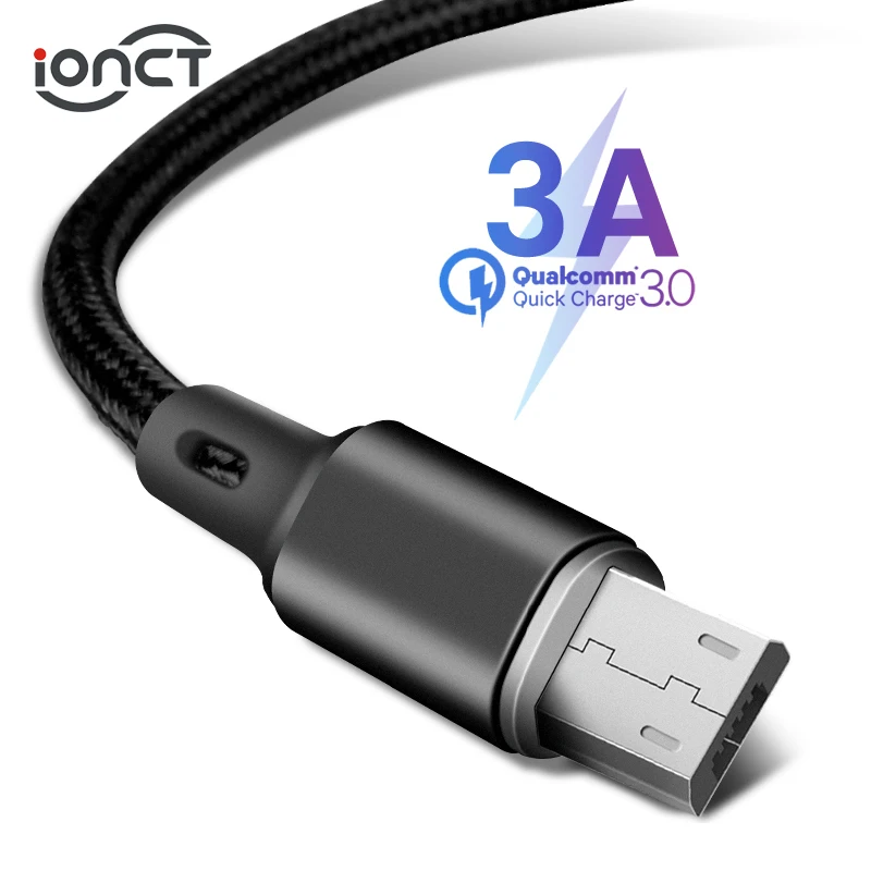 IONCT микро USB кабель 3A быстрой зарядки передачи данных Microusb провод для Samsung Xiaomi Android мобильный телефон, кабель Micro зарядное устройство USB