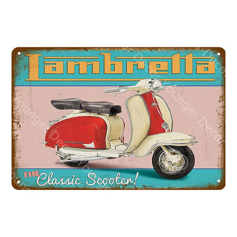 Это мод вещь металлическая вывеска итальянский скутер Vespa Lambretta ВИНТАЖНЫЙ ПЛАКАТ классический электромобиль стикер на стену автомобиль гараж - Цвет: YD9350E