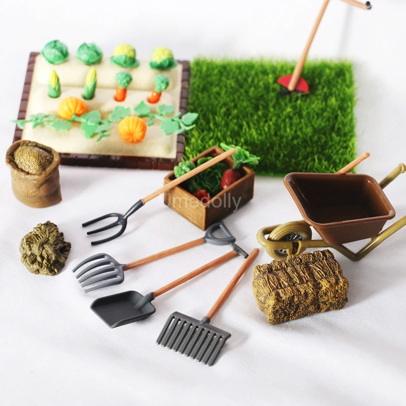 Dollhouse Miniature Vegetable Garden Tool Pretend Play Mini Farm Model Accessories Toy