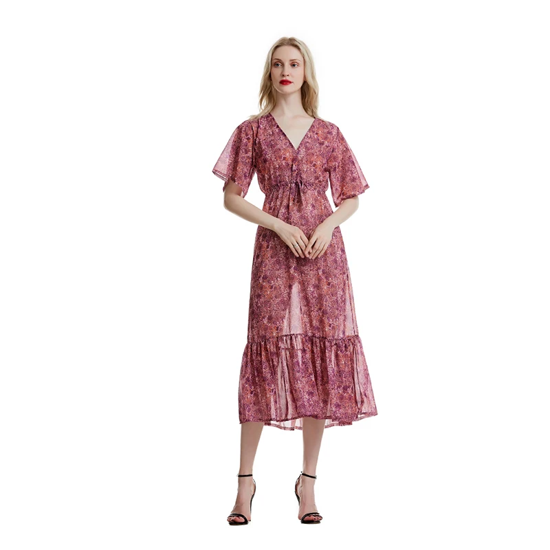 

Women Floral Print Beach Dress Fashion Casual Summer Dresses Ladies Vintage Bandage Bodycon Party Dress Vestidos Plus Size S-XL