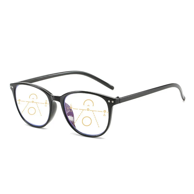 Elbry анти-синий светильник, прогрессивные многофокальные очки для чтения, женские и мужские классические большие оправы, очки для дальнозоркости с+ 1,0 до+ 4,0 - Цвет оправы: Black