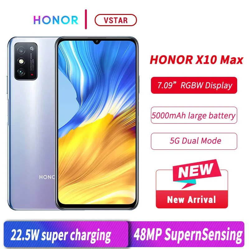 В наличии оригинал честь X10 Max 5G смартфон 7 09 inch 8 ГБ 128 MT6873 Octa Core 22 5 W SuperCharge ровная