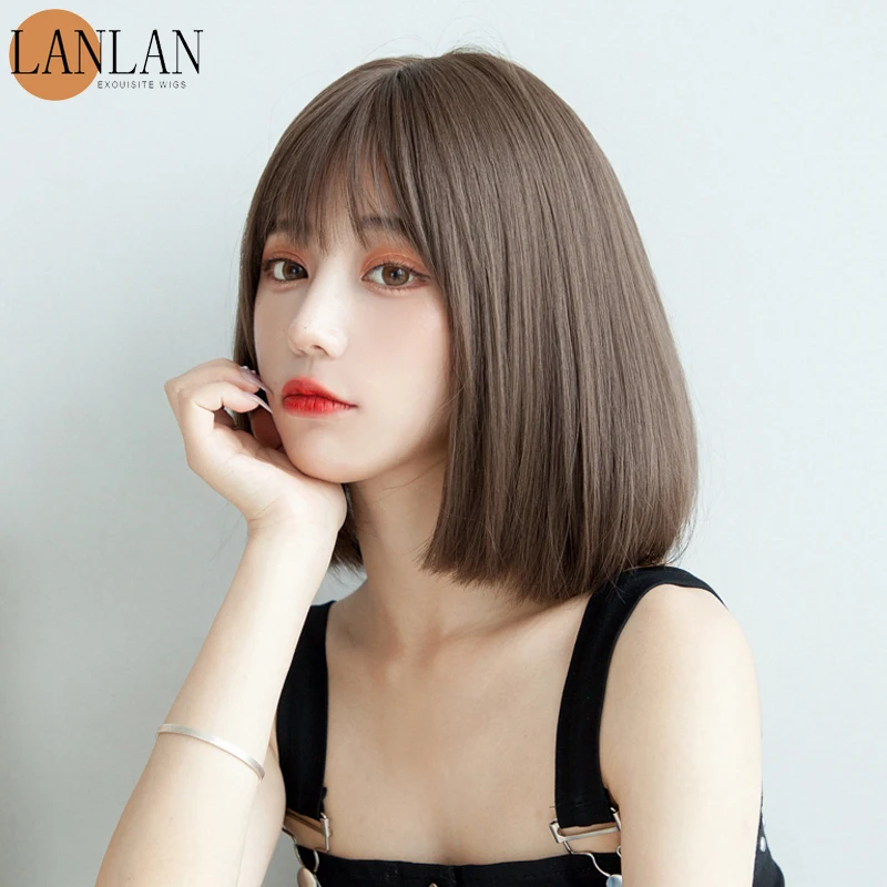 LANLAN hembra Pelo Corto neto rojo bobo temperamento interior hebilla coreanos para chica de pelo recto corto la cabeza cubierta de pelo