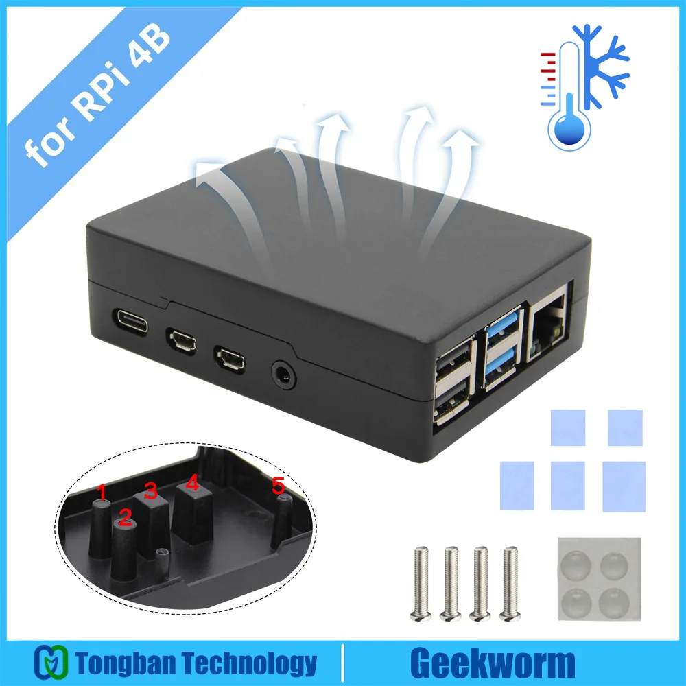 Алюминиевый чехол с пассивным охлаждением Raspberry Pi 4 Model B металлический