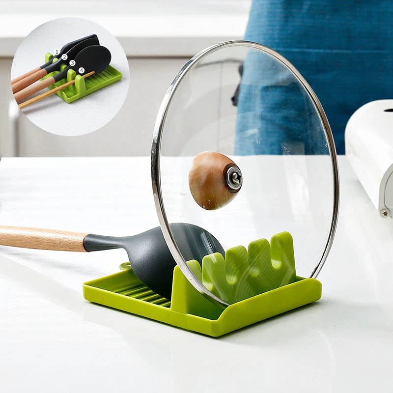 

Kitchen Spoon Holders Fork Spatula Rack Shelf Organizer Plastic Spoon Rest Tableware Storage Rack for Spoon Pot Lid Holder
