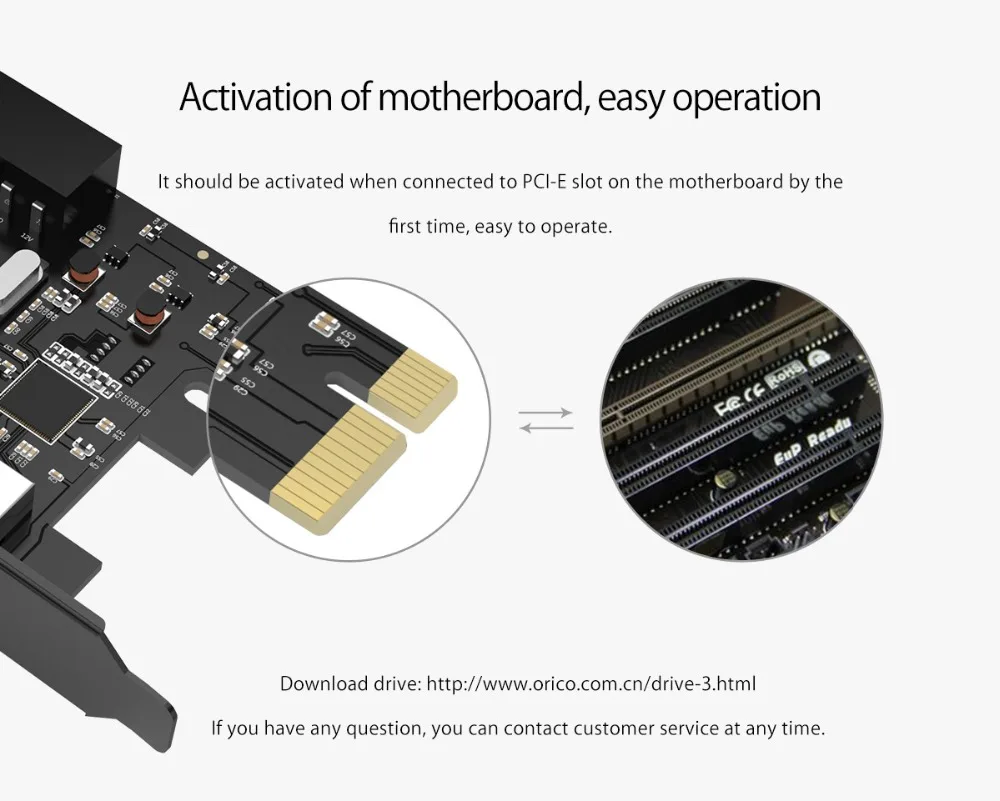 ORICO 2 порта PCI-E к USB 3,0 концентратор PCI Express карта расширения PCI-E SuperSpeed Usb адаптер с 15pin SATA разъем питания