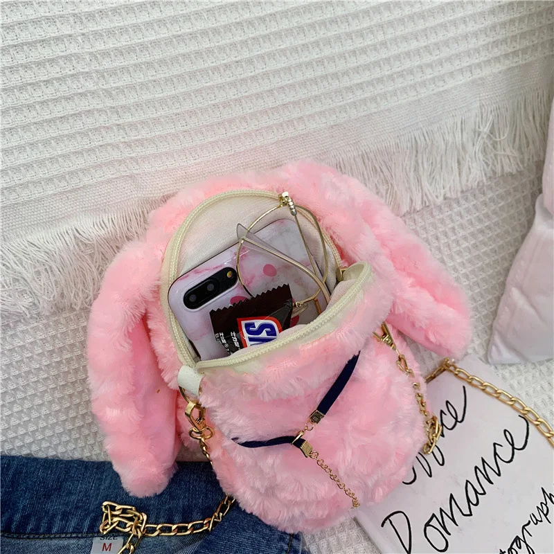 

2019 New Style Cartoon Cute Chain Shoulder Bag Women's Korean-style Versatile Stuffed Toy Rabbit Pack Trend Shoulder Bag