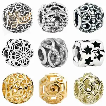 

Sparkling Sentiments Hearts Message Glowing With Love Seeing Stars Charm Fit Bracelet 925 Sterling Silver Bead DIY Jewelry