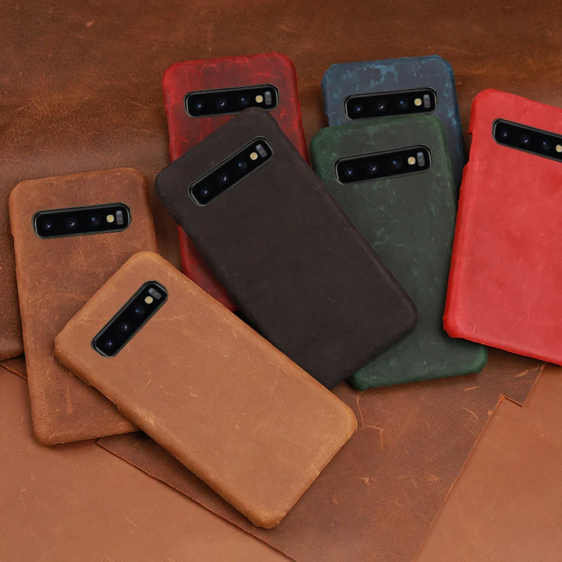 Чехол для мобильного телефона Samsung s10 lite a10 a80 s4 s5 note 4 5 7 a3 a5 a6 a7 a8 2016 a9 2017 Crazy horse кожа j3