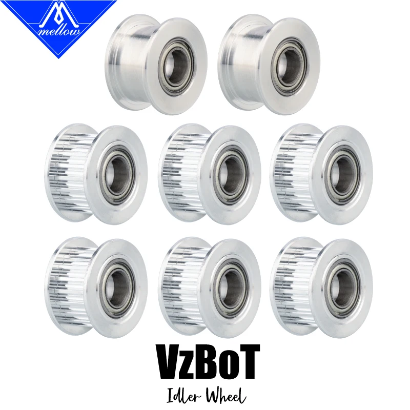 Mellow Mellow Alumínio Timing Pulley 3d Impressoras Peças Vzbot Gt2 Idler Kit 20 Dente Roda Furo mm para 2gt Gates Correia Dentada mm 1set