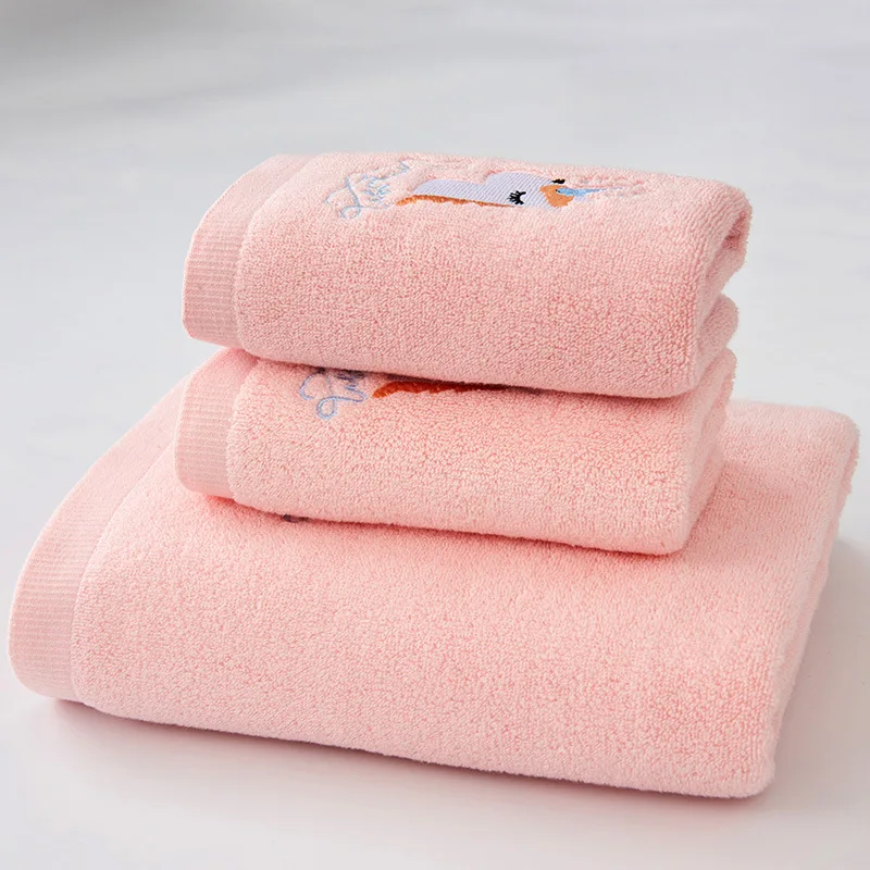 1/2/3PCS Towel Set Cotton Unicorn Towel Bath Towel Cute Cartoon Thickened Face Shower Towel Set Soft Blue Pink 70x140cm 2