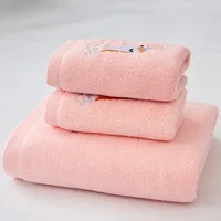 1/2/3PCS Towel Set Cotton Unicorn Towel Bath Towel Cute Cartoon Thickened Face Shower Towel Set Soft Blue Pink 70x140cm 2