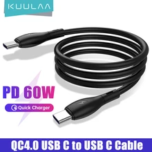 Câble USB KUULAA Type C vers USB C PD 60W QC4.0 câble de USB-C de charge rapide pour MacBook iPad Pro Samsung S10 câble en Silicone liquide