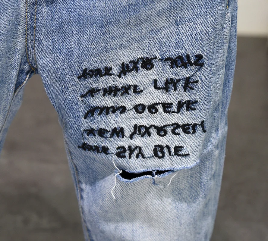 New Spring Autumn Baby Boy Jeans Pants Kids Boys Denim Boys Trousers Pure Cotton 2-6T Distrressed Baby Boy Pants Jeans