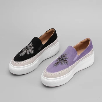 

kmeioo comfortable Shoes Women Studentd Slip On Autumn Spring Single Low Heels Ladies Casual Thick Bottom Shoes