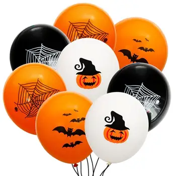 

10pcs Halloween Paper Banner Spider Web Cake Topper Bat Pattern Latex Balloon Pumpkin Night Light Halloween Party Decor Supplies